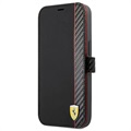 Ferrari On Track Carbon Stripe iPhone 13 Mini Portemonnee Hoesje - Zwart