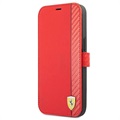 Ferrari On Track Carbon Stripe iPhone 13 Pro Max Portemonnee Hoesje - Rood