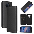 Nokia 5.4 Flip Cover met Kaarthouder - Koolstofvezel