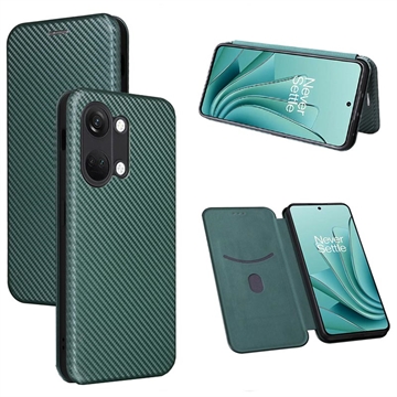 OnePlus Ace 2V/Nord 3 Flip Hoesje - Koolstofvezel - Groen