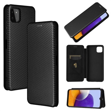 Samsung Galaxy A22 5G, Galaxy F42 5G Flip Cover - Koolstofvezel - Zwart