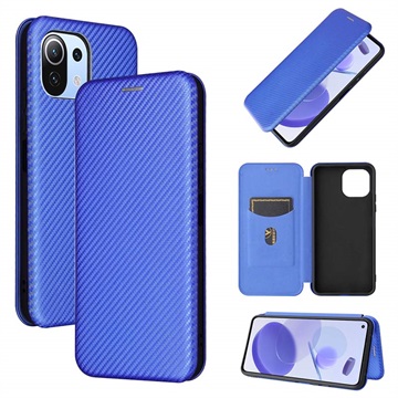 Xiaomi Mi 11 Lite 5G Flip Cover - Koolstofvezel - Blauw