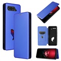 Asus ROG Phone 5 Flip Cover - Koolstofvezel - Blauw