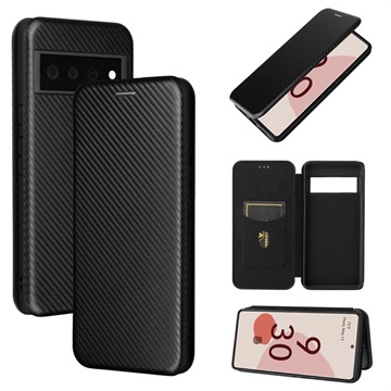 Google Pixel 6 Flip Cover - Koolstofvezel - Zwart