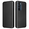 Motorola Edge X30 Flip Cover - Koolstofvezel - Zwart