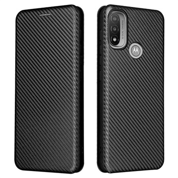 Motorola Moto E20 Flip Cover - Koolstofvezel - Zwart