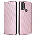 Motorola Moto E30/E40 Flip Cover - Koolstofvezel - Roségoud