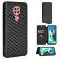 Motorola Moto G9 Play Flip Cover - Koolstofvezel