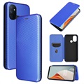 OnePlus Nord N100 Flip Cover - Koolstofvezel - Blauw