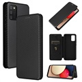 Samsung Galaxy A02s Flip Cover - Koolstofvezel - Zwart