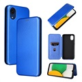 Samsung Galaxy A03 Core Flip Cover - Koolstofvezel - Blauw
