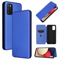Samsung Galaxy A03s Flip Cover - Koolstofvezel - Blauw