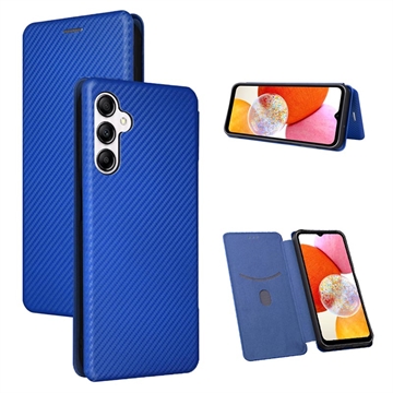 Samsung Galaxy A14/A14 5G Flip Hoesje - Koolstofvezel - Blauw