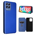Samsung Galaxy M33 Flip Hoesje - Koolstofvezel - Blauw