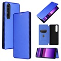 Sony Xperia 1 III Flip Cover - Koolstofvezel - Blauw