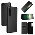 Sony Xperia 1 IV Flip Cover - Koolstofvezel - Zwart