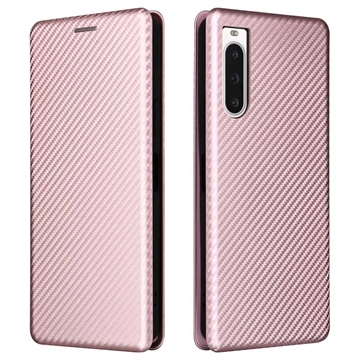 Sony Xperia 10 V Flip Hoesje - Koolstofvezel