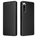 Sony Xperia 5 IV Flip Cover - Koolstofvezel - Zwart