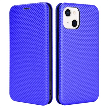 iPhone 13 Mini Flip Cover - Koolstofvezel - Blauw