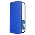 iPhone 14 Pro Flip Cover - Koolstofvezel - Blauw