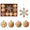 Set kerstballen/sneeuwvlokversieringen met vloklaag – 8cm/16cm - 10 stuks - kaki