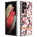 Flower Series Samsung Galaxy S22 Ultra 5G TPU Hoesje - Roze Gardenia