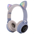 Opvouwbare Bluetooth Kattenoor Kinderen Kopfhörer - Blauw