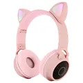 Opvouwbare Bluetooth Kattenoor Kinderen Kopfhörer (Bulkverpakking) - Roze