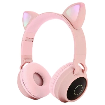 Opvouwbare Bluetooth Kattenoor Kinderen Kopfhörer - Roze