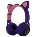 Opvouwbare Bluetooth Kattenoor Kinderen Kopfhörer - Paars