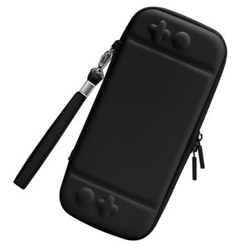 Nintendo Switch Solid Color PU lederen draagtas beschermhoes schokbestendig draagbare opbergtas - zwart