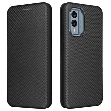 Nokia X30 Flip Case met Kaartsleuf - Koolstofvezel