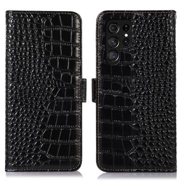 Crocodile Series Samsung Galaxy S23 Ultra 5G Wallet Leren Hoesje met RFID