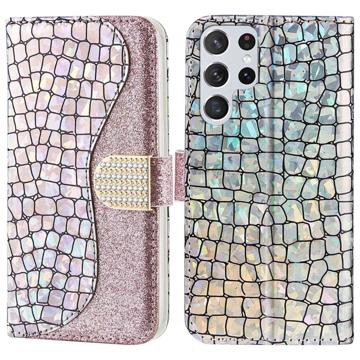 Croco Bling Serie Samsung Galaxy S23 Ultra 5G Portemonnee Hoesje