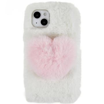 Plush Heart iPhone 14 Plus TPU Hoesje - Wit