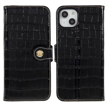 iPhone 14 Plus Wallet Leren Hoesje - Crocodile