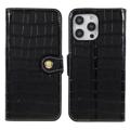 iPhone 14 Pro Max Wallet Leren Hoesje - Crocodile - Zwart