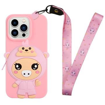 Cartoon Design iPhone 14 Pro Max TPU Hoesje met Ritssluiting