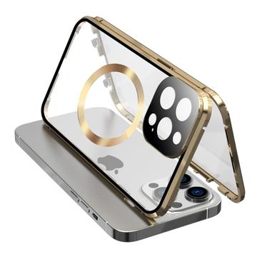 iPhone 15 Pro Max beschermhoes van dubbelzijdig HD gehard glas, compatibel met MagSafe - Goud