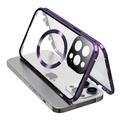 iPhone 15 Pro Max beschermhoes van dubbelzijdig HD gehard glas, compatibel met MagSafe - Paars