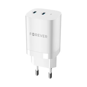 Forever TC-05-35CC 35W GaN Muurlader - 2xUSB-C, Power Delivery, Quick Charge - Wit