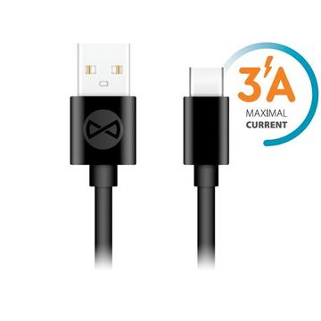 Forever USB-A naar USB-C kabel - 1m, 3A - Zwart