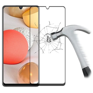 Full Cover Samsung Galaxy A42 5G Glazen Screenprotector - Zwart