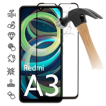 Xiaomi Redmi A3 Full Cover Glazen Screenprotector - Zwarte Rand