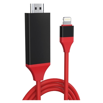 Full HD Lightning naar HDMI AV Adapter - iPhone, iPad, iPod - Rood