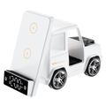 G63 Autovormige 15W draadloze oplader met Bluetooth-luidspreker, klok en sfeerlicht