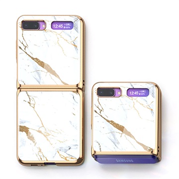 GKK Painted Gehard Glas Samsung Galaxy Z Flip Cover - Wit Marble