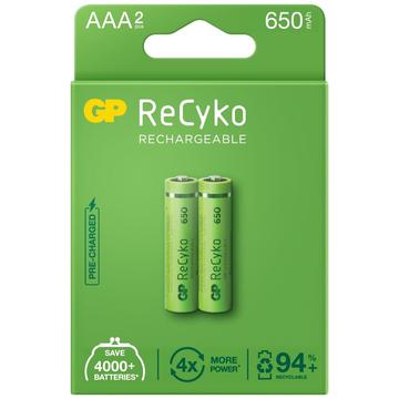 GP ReCyko 650 Oplaadbare AAA Batterijen 650mAh - 2 stuks.