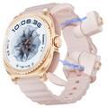 GT99 2-in-1 sport-smartwatch met draadloze oortelefoons - goud / roze