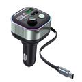 GZ11 65W PD snelladende autolader met intrekbare Type-C kabel & Bluetooth MP3-speler
